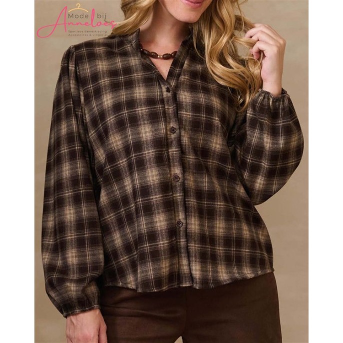 FOS Blouse Boho Ruit 7915 Bruin
